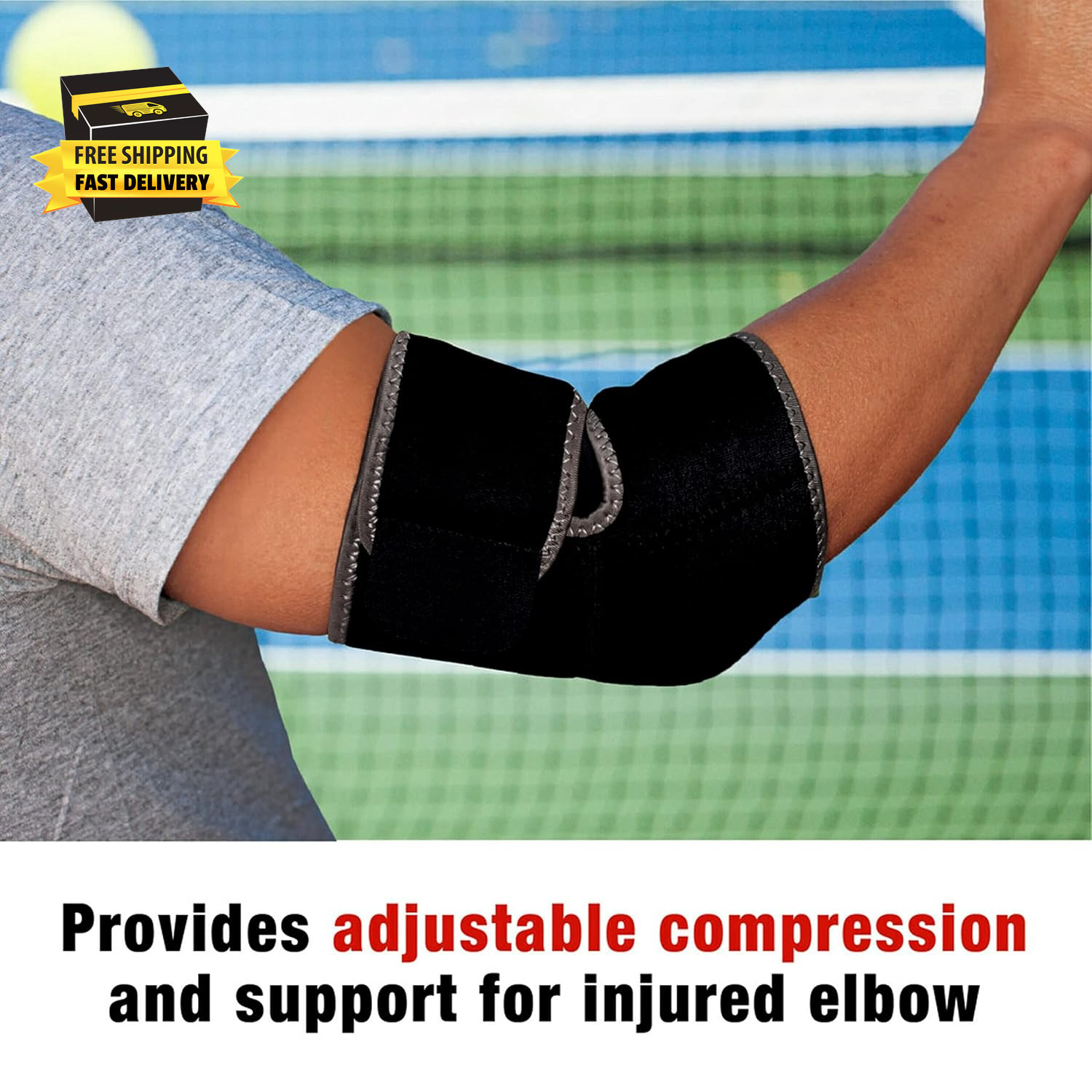 ACE Brand Adjustable Compression Elbow Support, Moderate Support for Weak, Sore