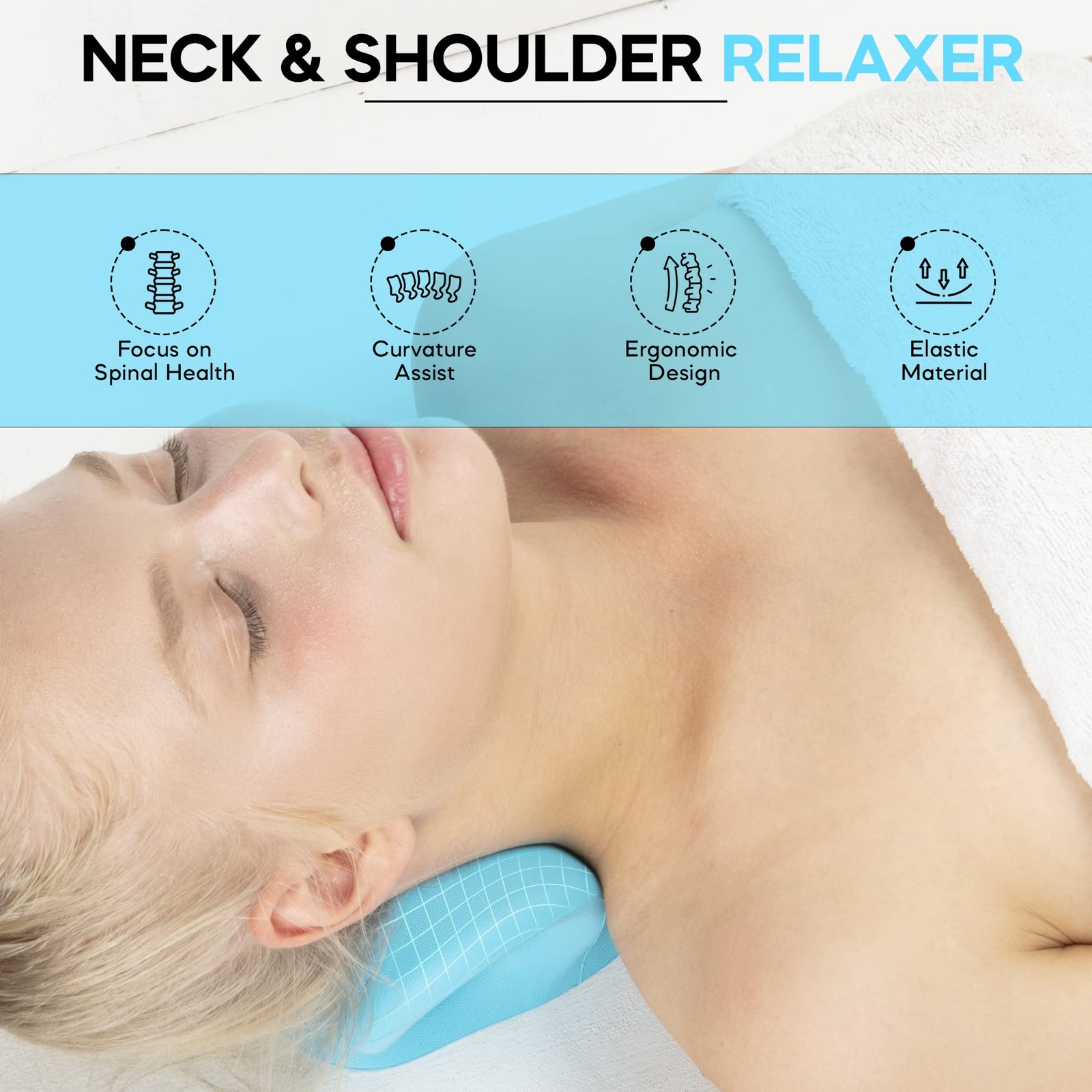 iBWYM Neck Stretcher Cervical Traction Device 1 Count (Pack of 1), Light Blue