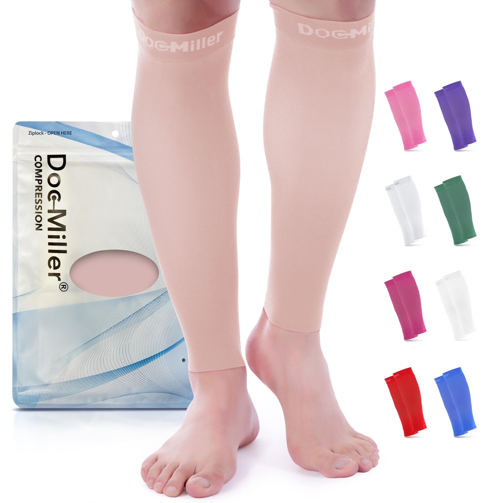 Calf Compression Sleeves 15-20 mmHg for Men & Women, 1 Pair