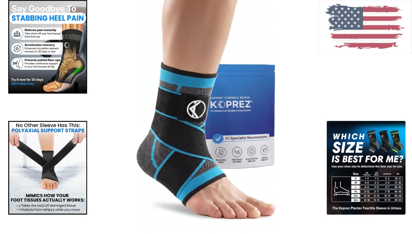 X-Large Ankle Compression Sleeve for Plantar Fasciitis Relief – Unisex Support
