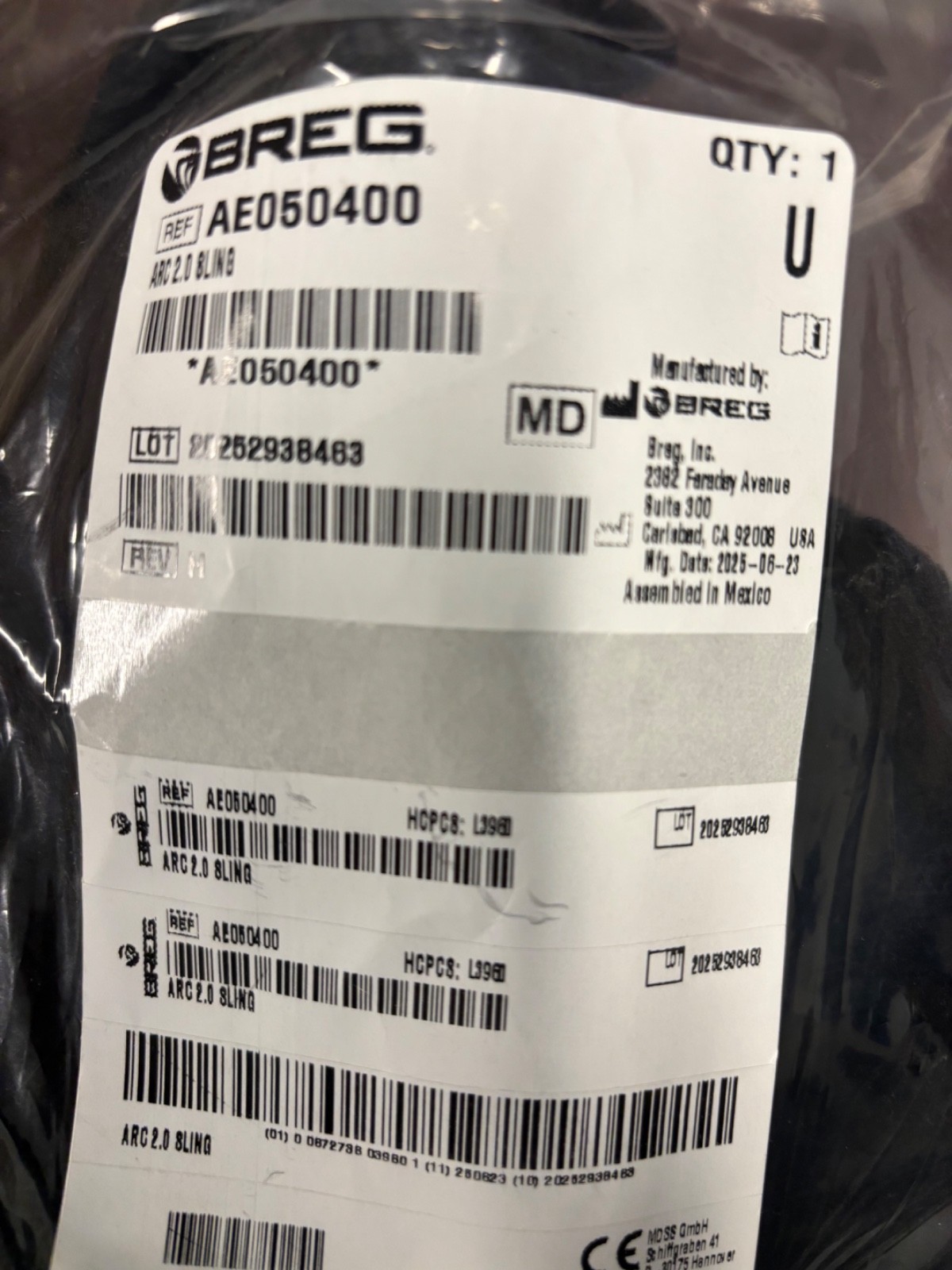 BREG ARC 2.0 AE050400 SHOULDER BRACE ARM SLING UNIVERSAL SIZE-NEW