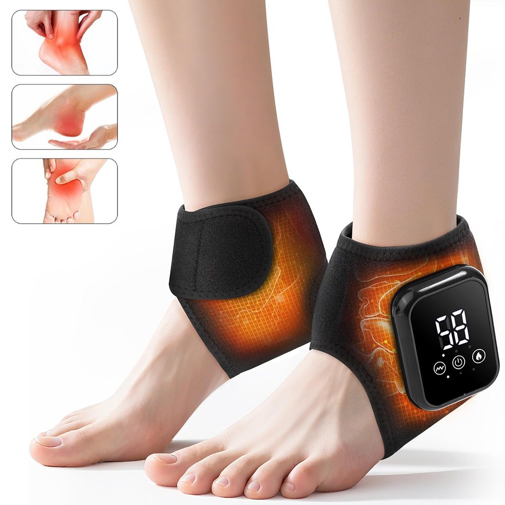 Pair Cordless Foot Ankle Massager Pain Relief with 3 Heat & 3 Vibration Modes