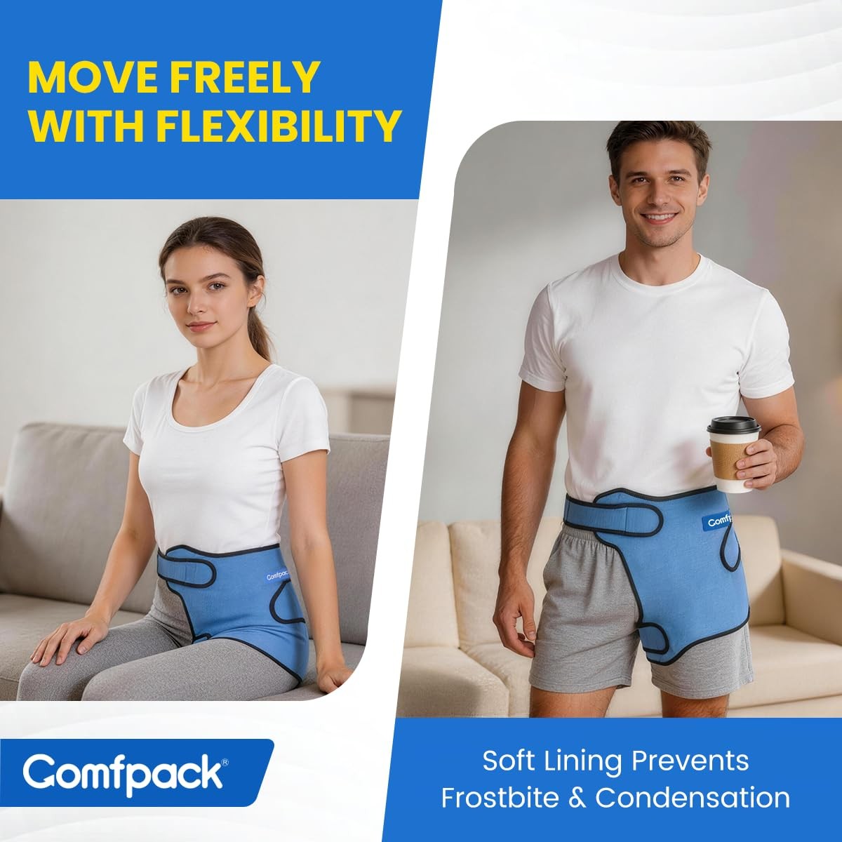 Comfpack Hip Ice Pack Wrap Hip Brace, Gel Cold Compression Sleeve for Injurie…