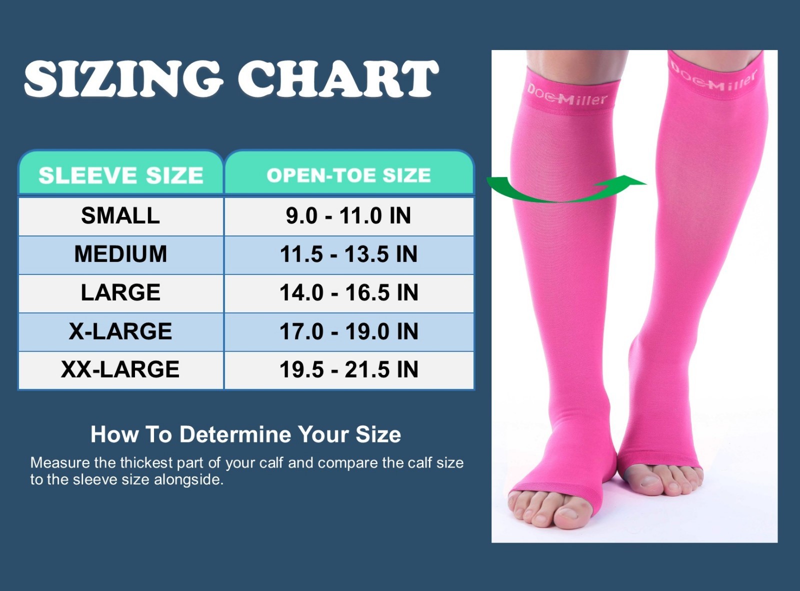 Open Toe Socks Doc Miller Compression 20-30 mmHg Recovery Varicose Veins PINK