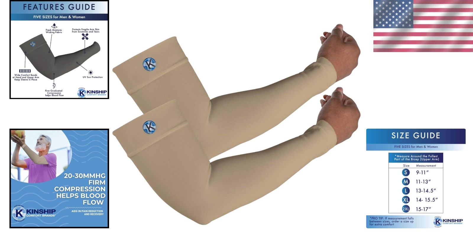 XX-Large Arm Compression Sleeves for Men and Women – Sports & UV Protection