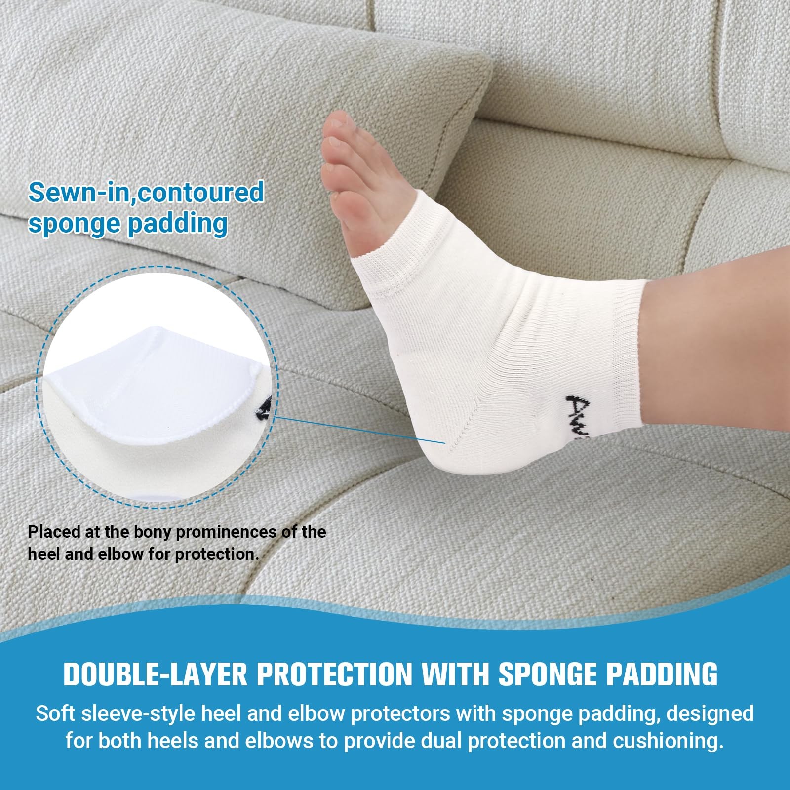 Heel And Elbow Protectors (One Pair) with Foam Pads, Lightweight Knit Elbows …