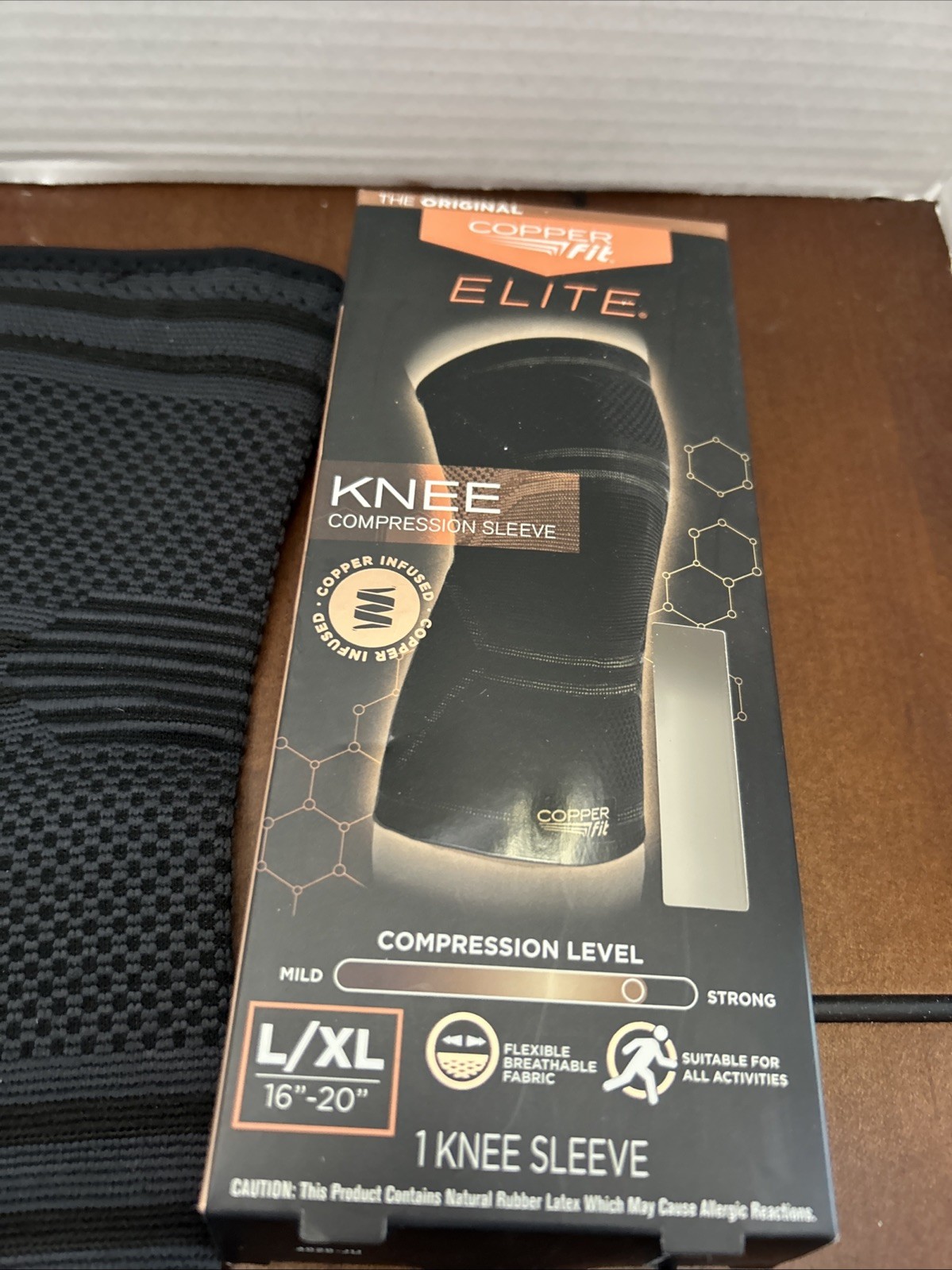 Elite Copper Fit Knee Compression Sleeve LARGE EXTRA LARGE L/XL