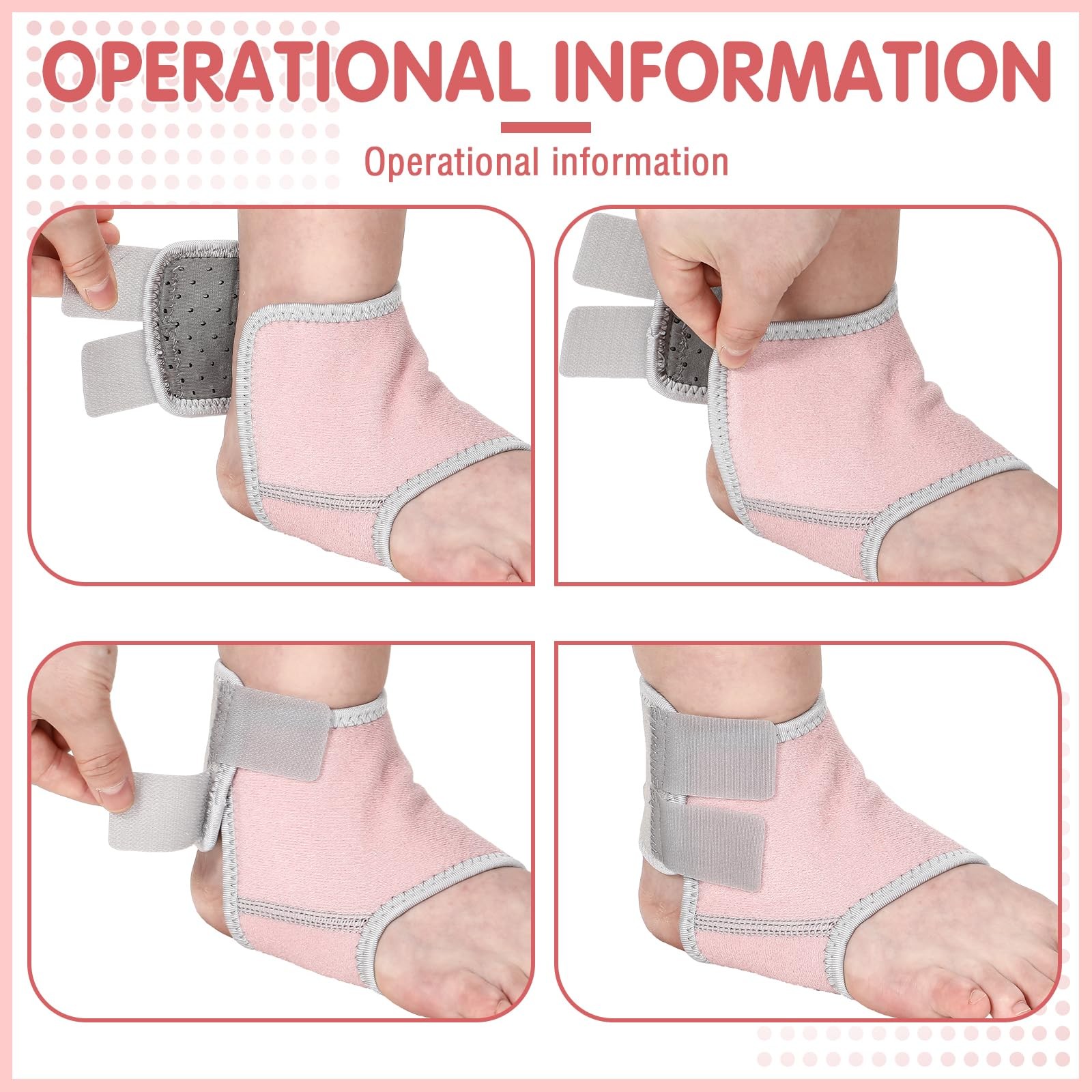 2 Pairs Kids Ankle Brace Set Foot Support Stabilizer Wraps Protector Pink Large