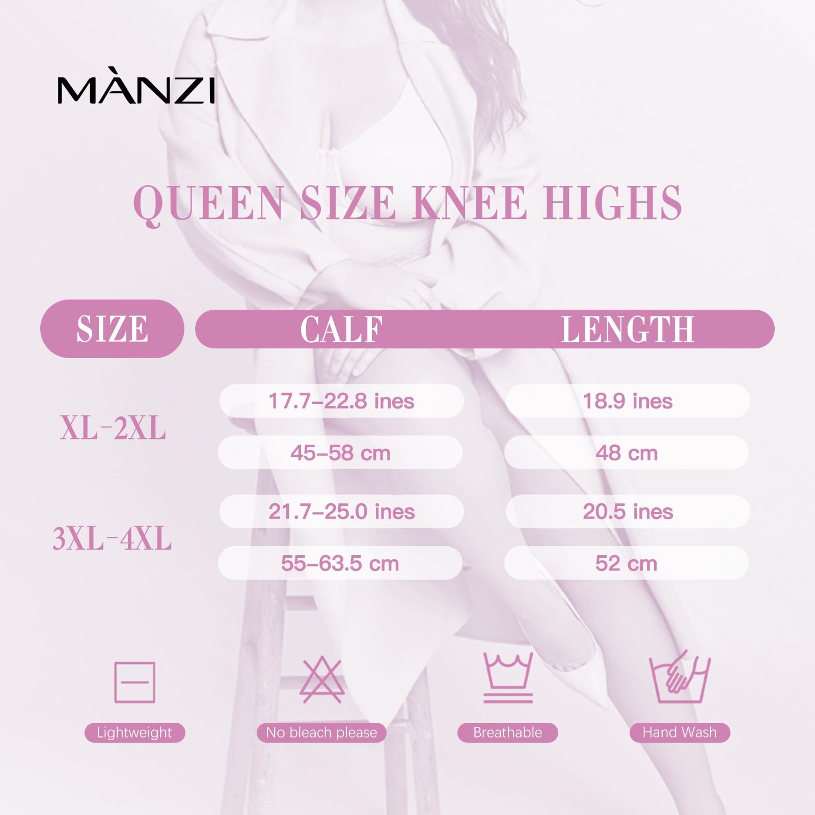 6 Pairs Plus Size Knee Highs for Women 15 Denier Sheer Nylon Socks Knee High …
