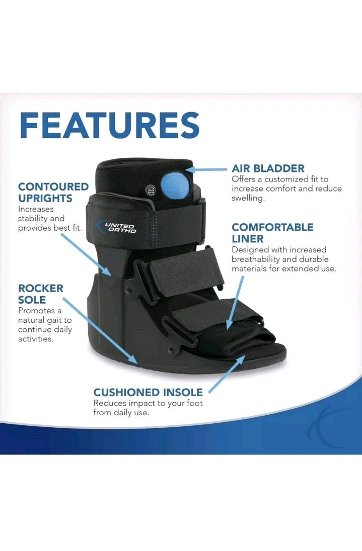 United Ortho Short Cam Walker Fracture Boot – Multi-Size – Inflatable