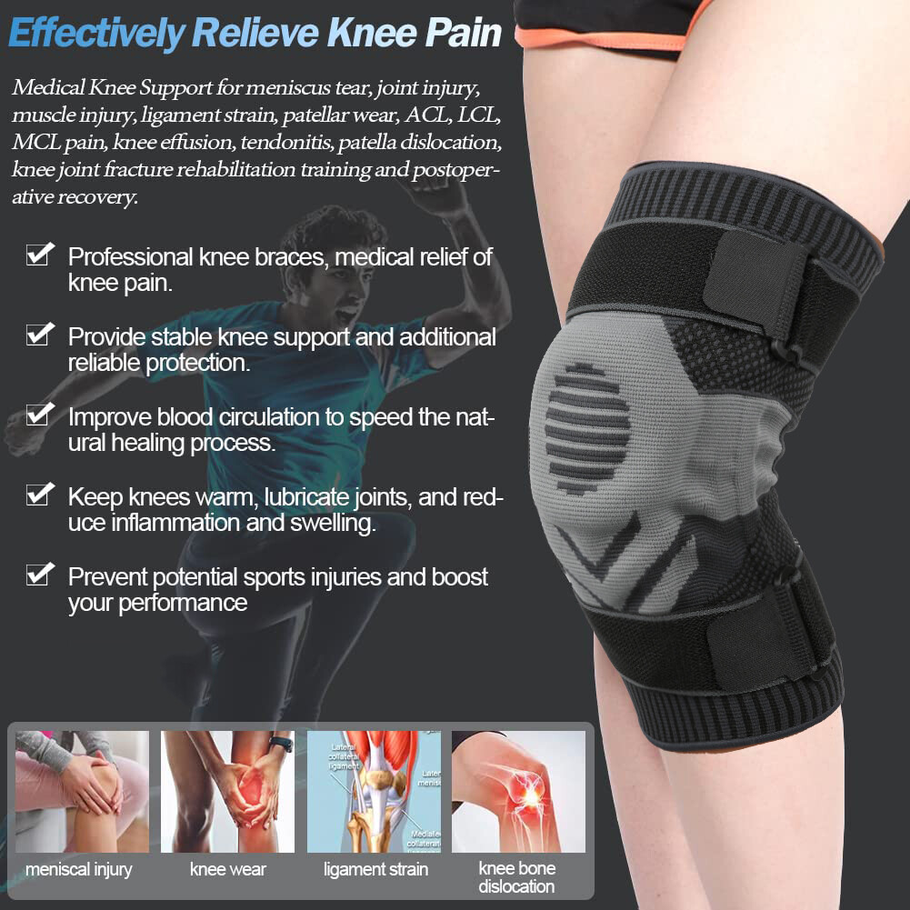 Gel Knee Sleeve Compression Brace Support For Sport Joint Pain Arthritis Relief