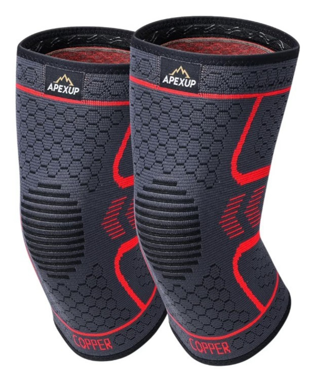 ApexUp Set of 2 Knee Brace Copper Ion Fiber Support Anti-Aging Slip NEW Medium