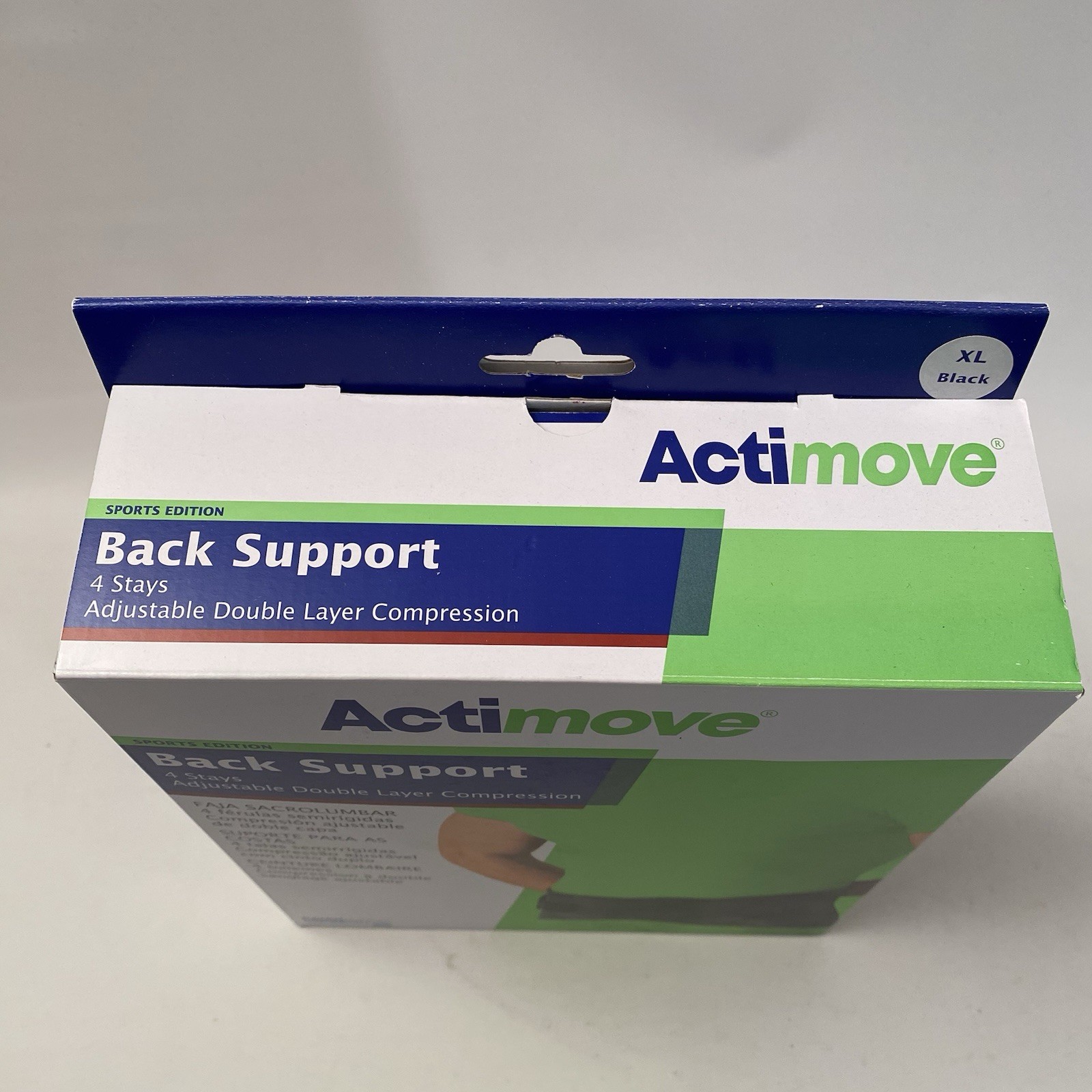Back Support Size XL Adjustable Double Layer Compression Black Actimove XLarge