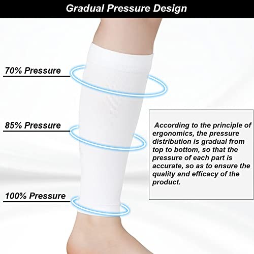 Calf Compression Sleeves for Men & Women (20-30mmhg) – Leg Medium White