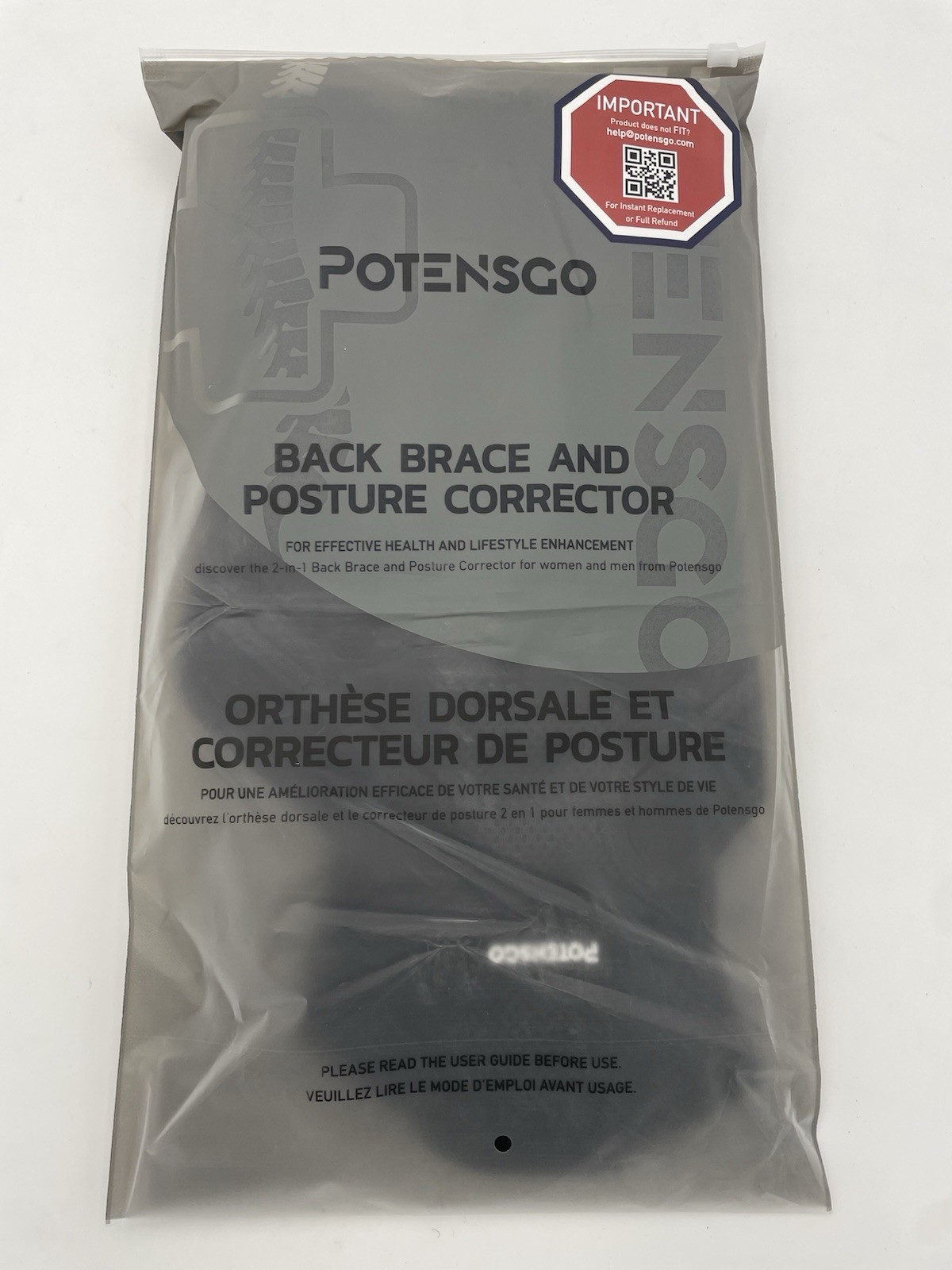 PotensGo POSTURE CORRECTOR ADJUSTABLE BACK BRACE, SIZE S and M available