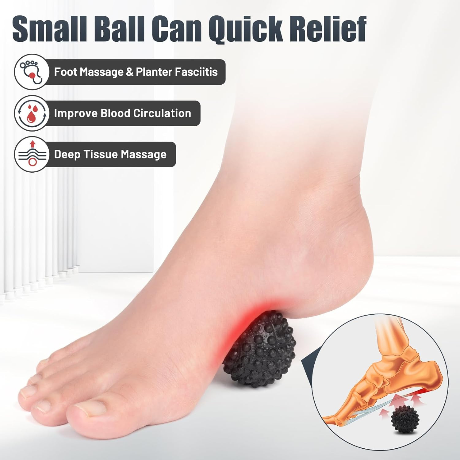Plantar Fasciitis Night Splint with Massage Ball, Adjustable Brace Dorsal Night