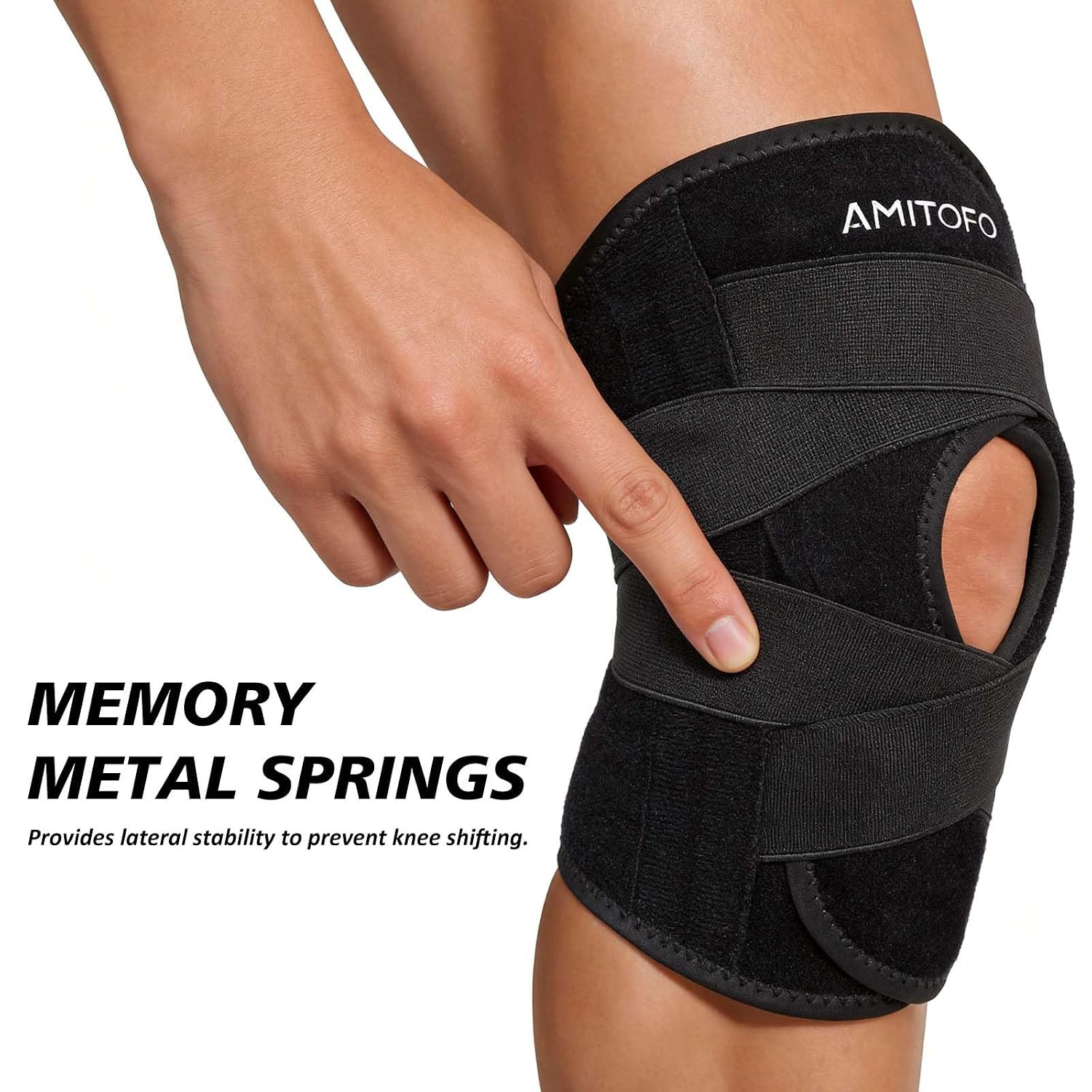Knee Brace for Meniscus Tear, Spring Stabilizers for ACL MCL, Black | Patella Ge
