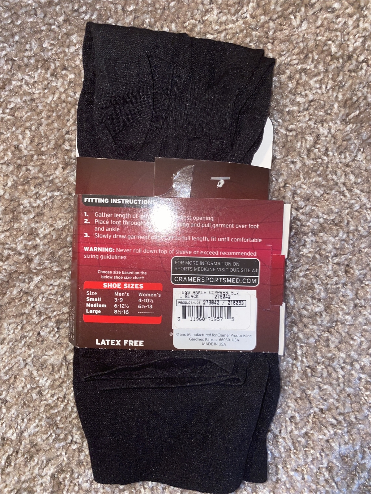 Cramer Endurance Support System Ankle Compression Sleeve Pair for Men, Large