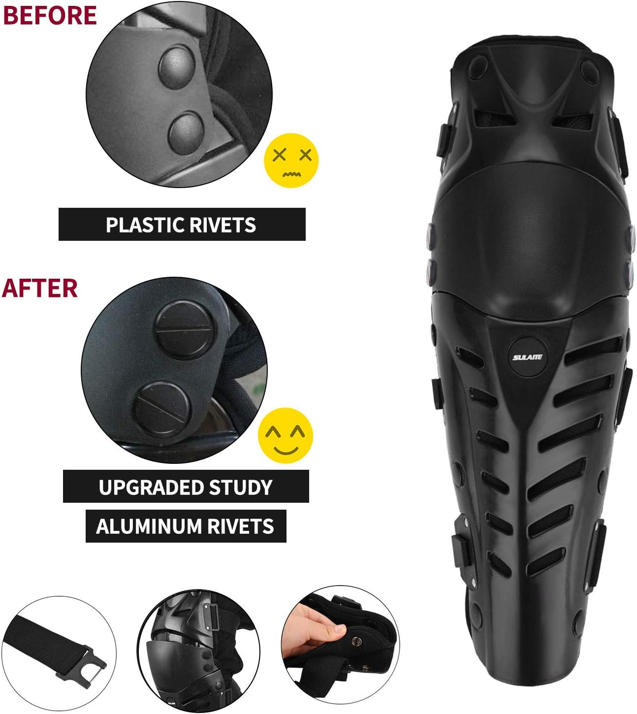 Knee Pads, Adjustable Long Leg Sleeve Gear Crashproof Nonslip Protective Shin Gu