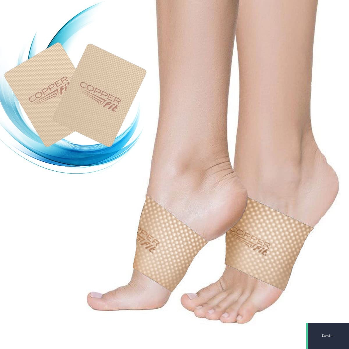 Arch Compression Bands Copper Infused Beige Fabric One Size 2 Pack