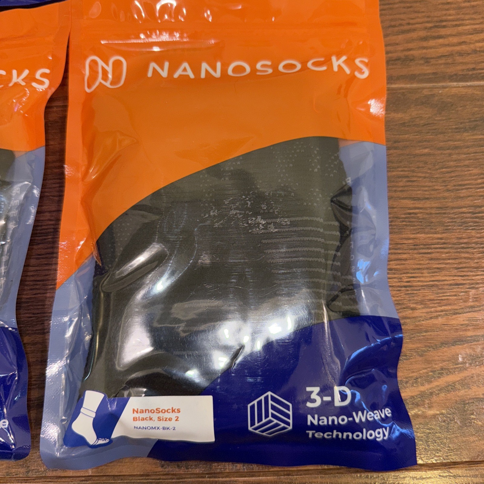 4 Pair New NANOSOCKS 3D Nano-Weave Tech Black Compression Socks Sz 2 NANOMX-BK-2