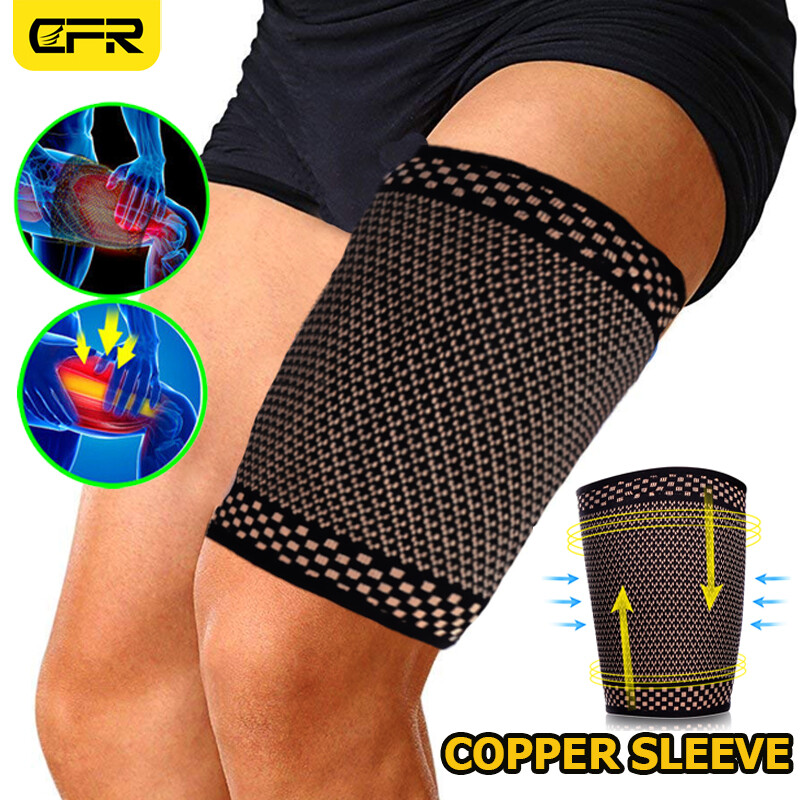 Copper Compression Thigh Hamstring Support Sleeve Brace Sport Upper Leg Pain US