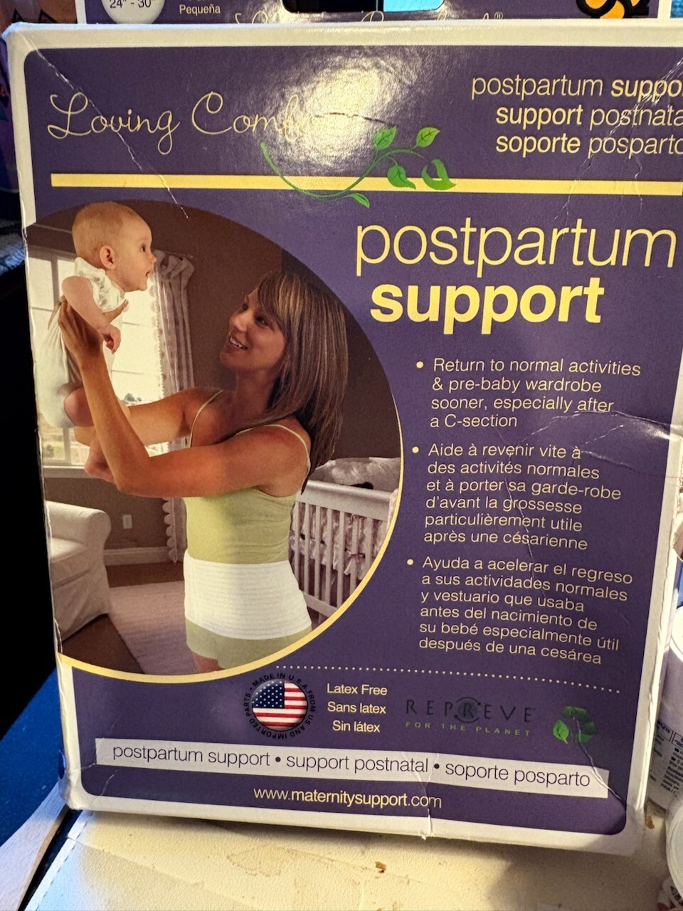 New Loving Comfort Postpartum Support Latex Free Maternity SMALL 24″-30″ White