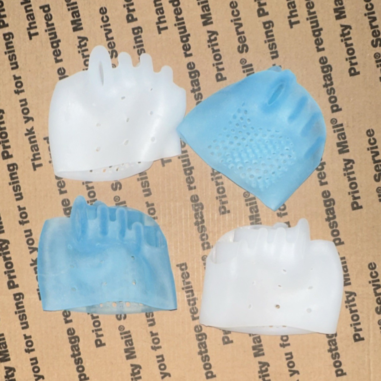 Gel Silicone Toe Separator Brace Bunion Corrector Toe Alignment Blue/White Lot 4