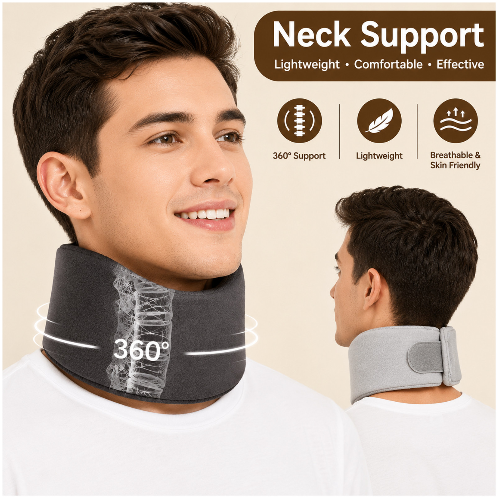 Support Wrap Soft Foam Cervical Collar Neck Pain Relief Adjustable Neck Brace