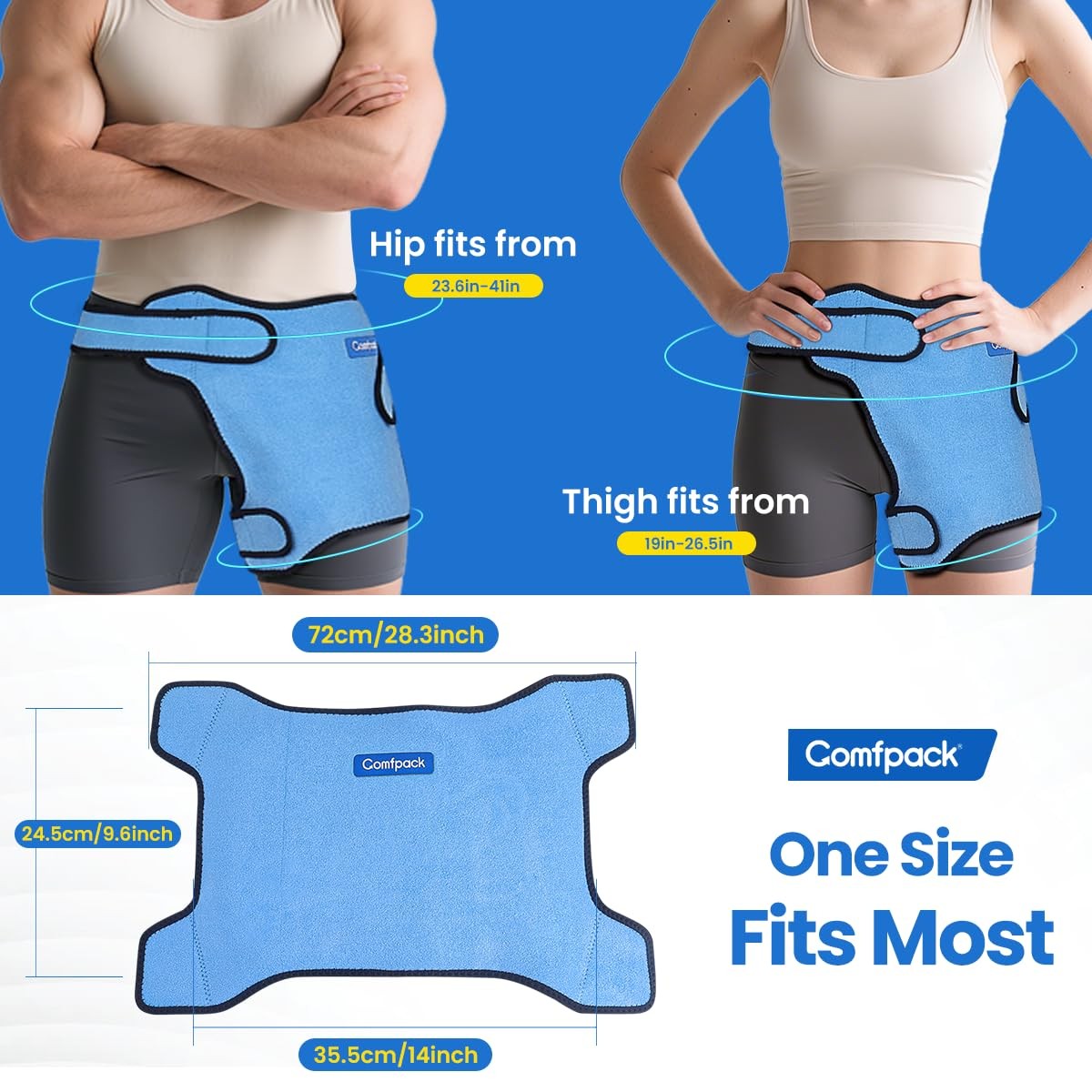 Comfpack Hip Ice Pack Wrap Hip Brace, Gel Cold Compression Sleeve for Injurie…