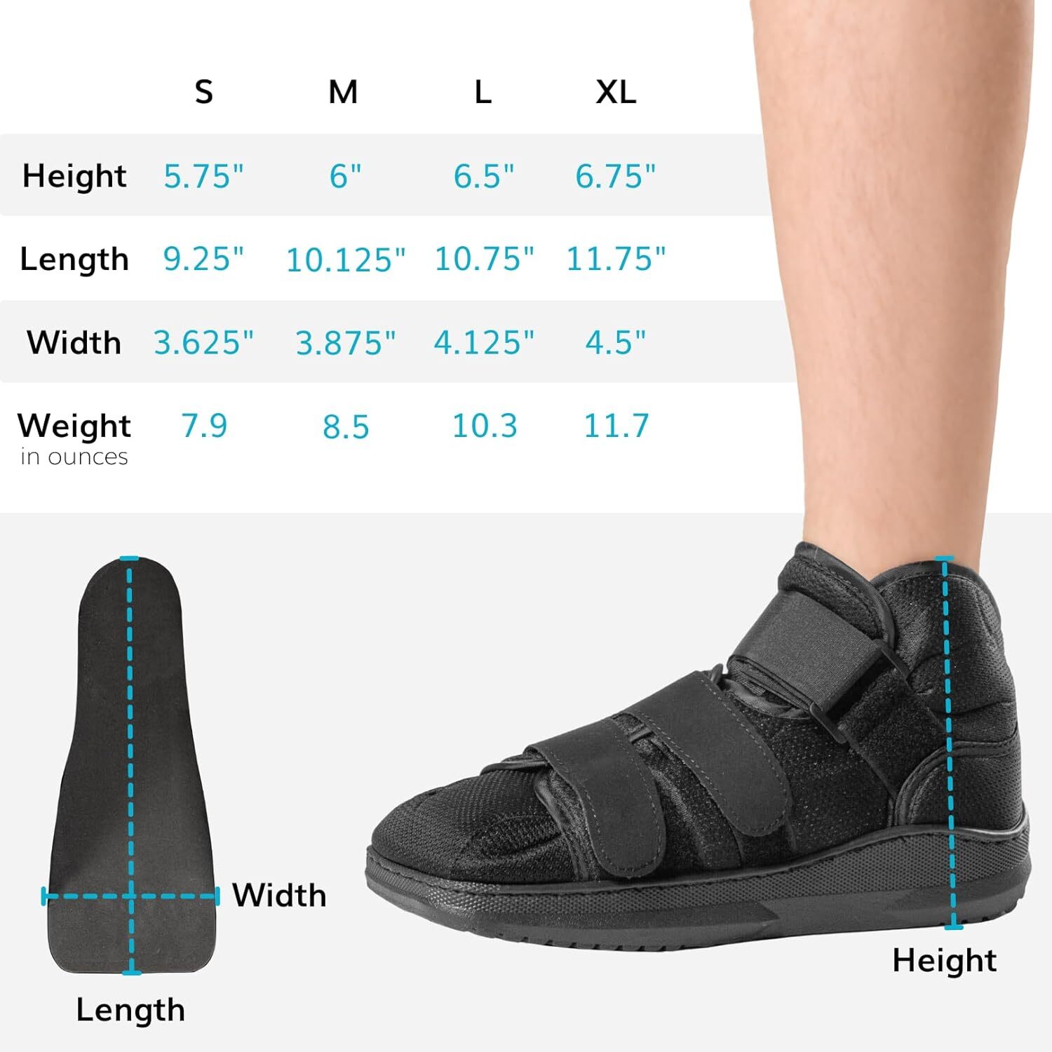 Large Lightweight Closed Toe Medical Walking Shoe- Broken Toe Cast Boot/Fracture