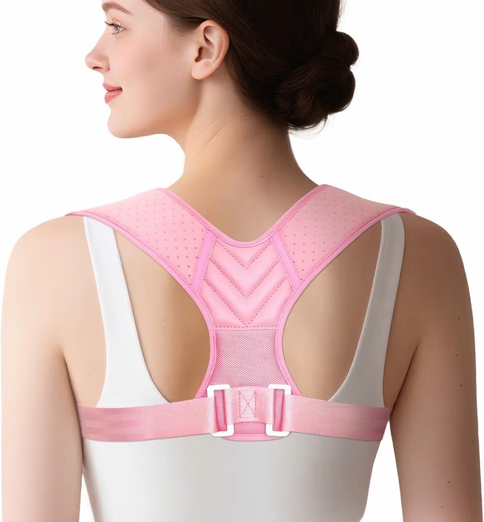 Posture Corrector for Women, Relieve Shoulder, Neck & Back Pain – Pink – Large
