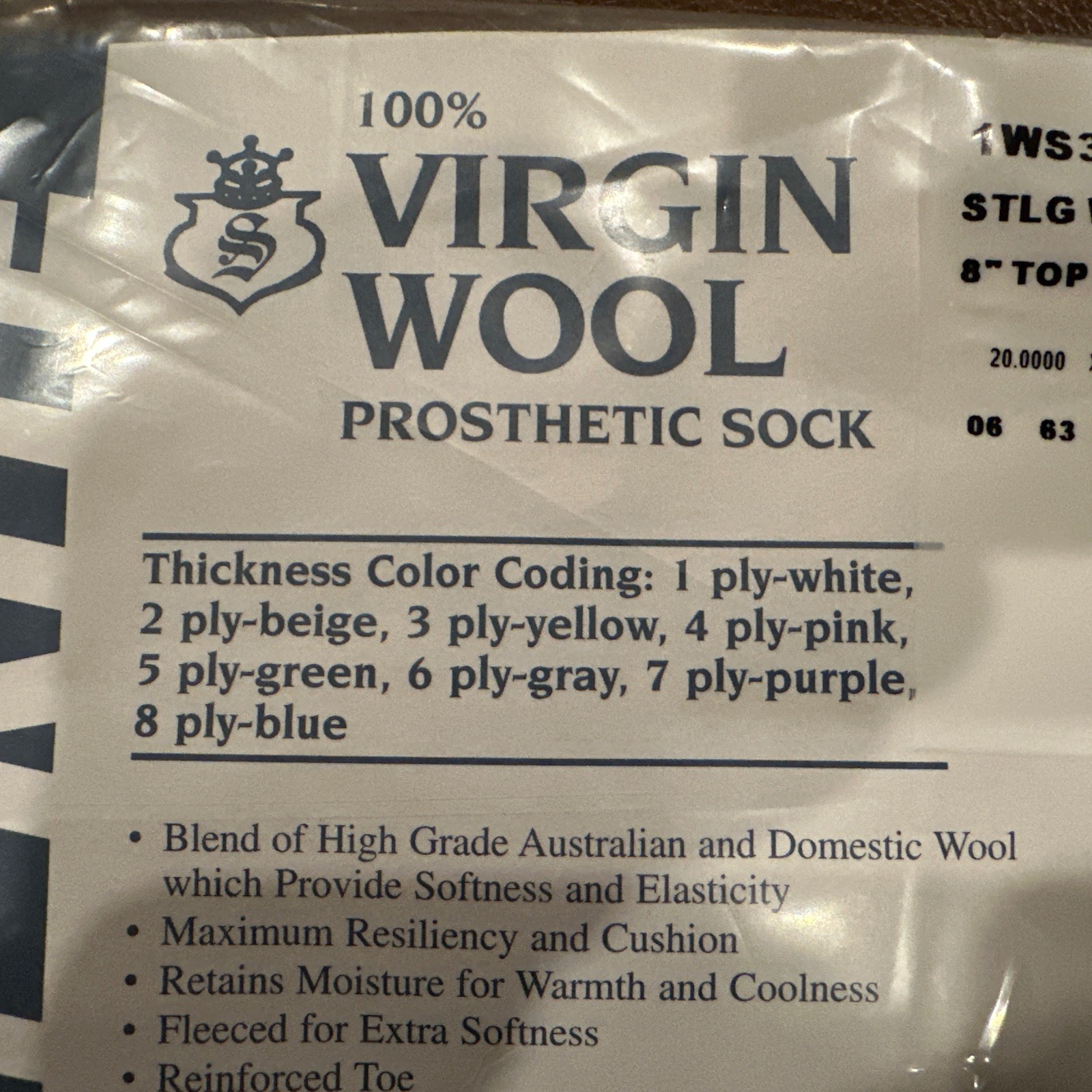 Knit-Rite Prosthetic Super Sock 100% Wool 3 PLY 8” Top 4” Toe x 14” 1WS30214