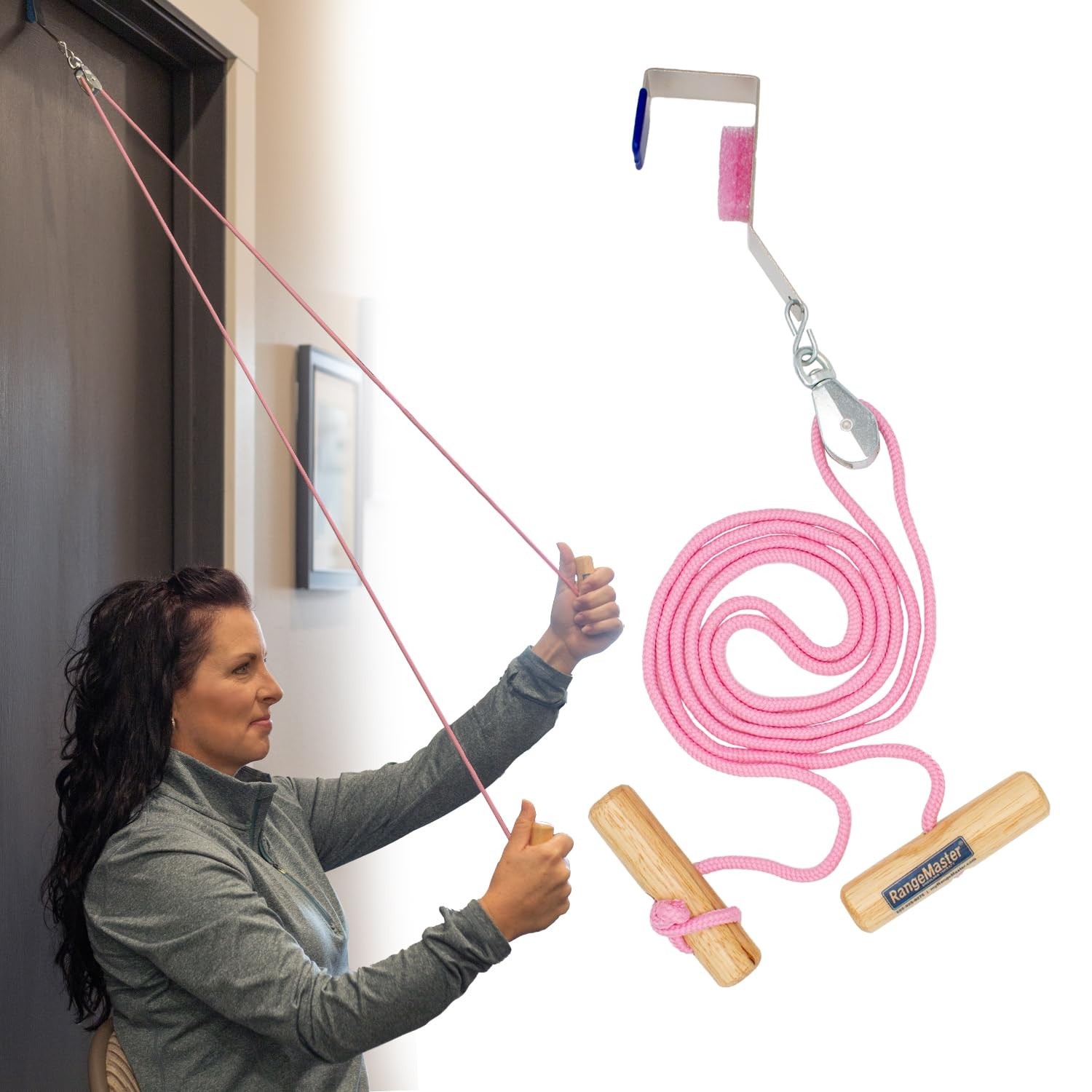 Pink Econo Ranger Shoulder Pulley with Metal Bracket – Mobility Aid for Recovery