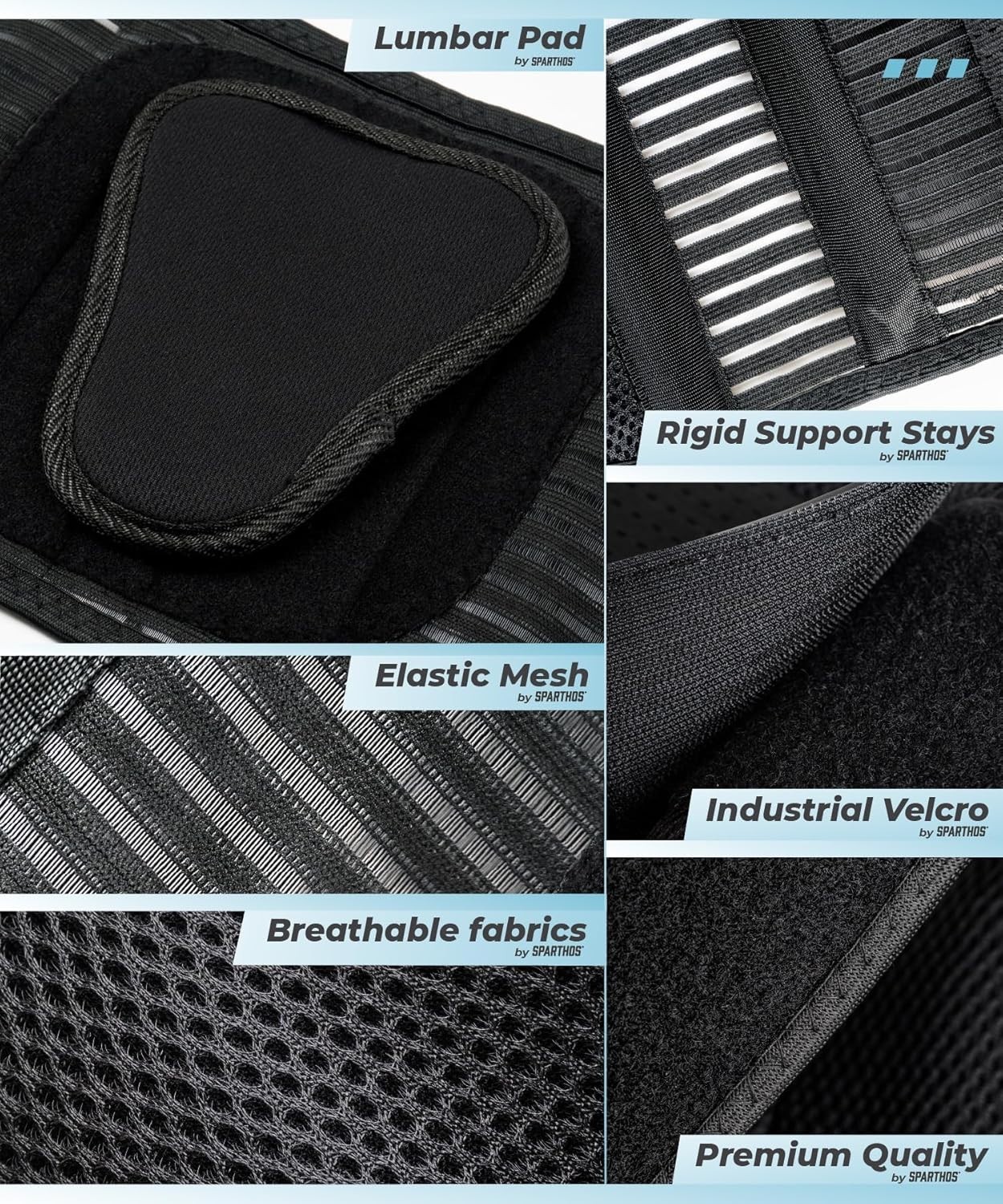 Back Brace Lumbar Support Black Large