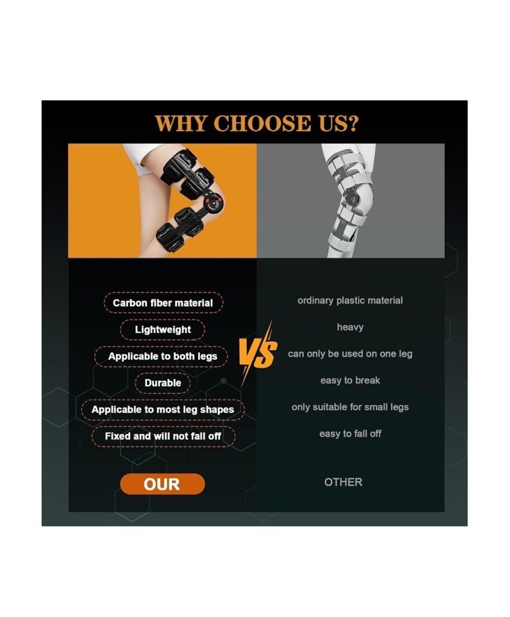 Carbon Fiber Unloader Knee Brace,HingedBrace Knee Immobilizer left & right adult
