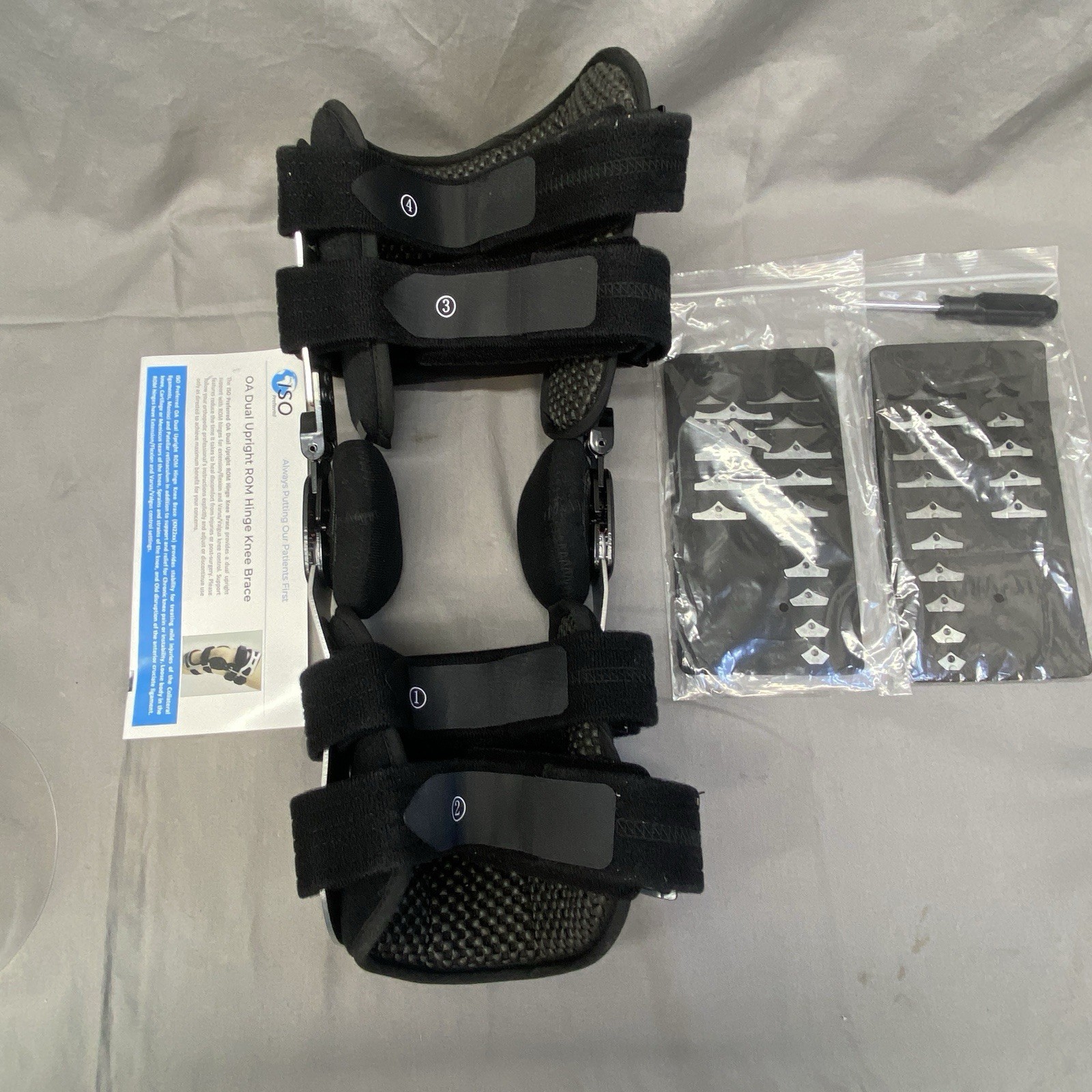 ISO Preferred OA Dual Upright ROM Hinge Knee Brace Post-Op Ligament M/RT