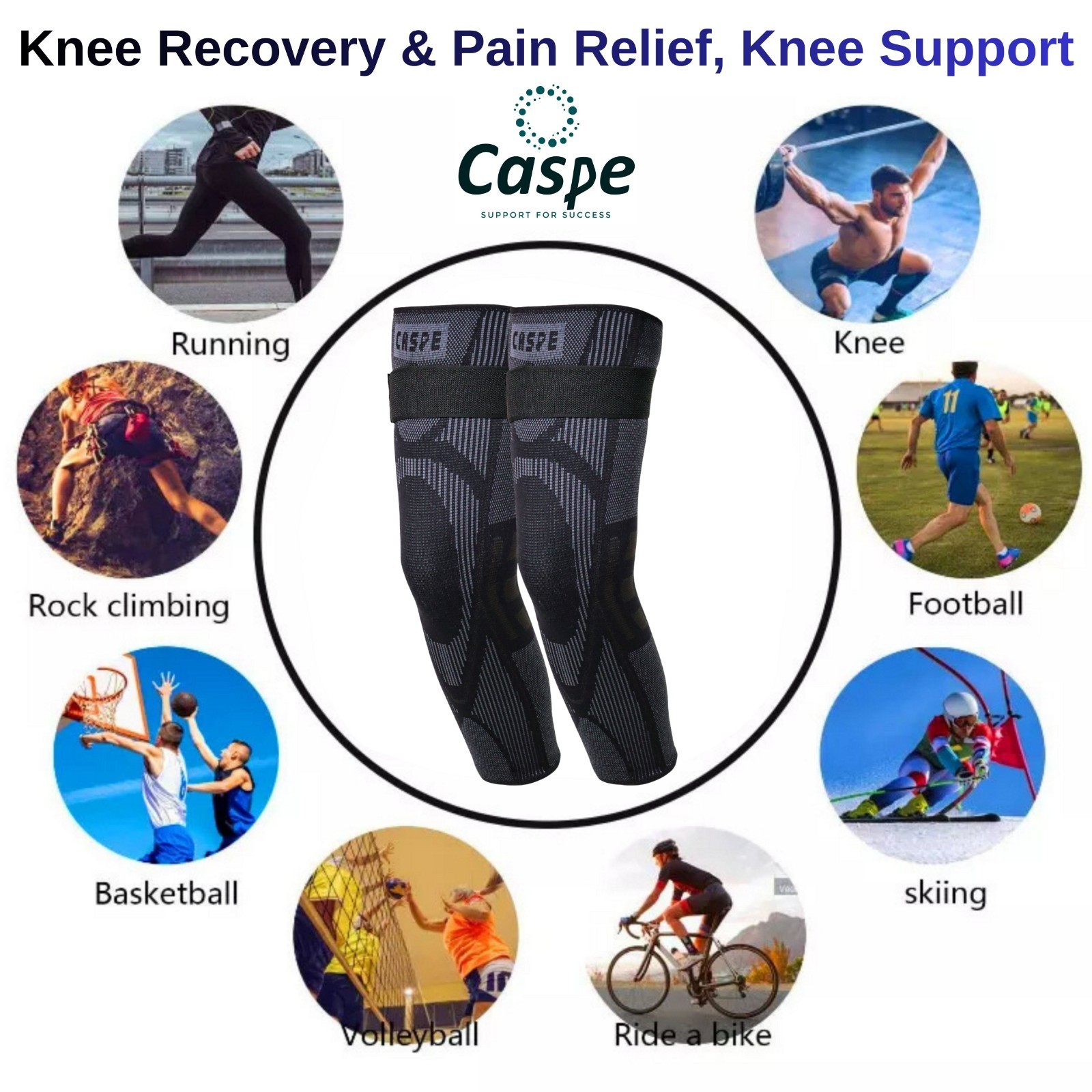 Full Leg Compression Sleeve Knee Support Brace Meniscus Tear Arthritis Pain Gym
