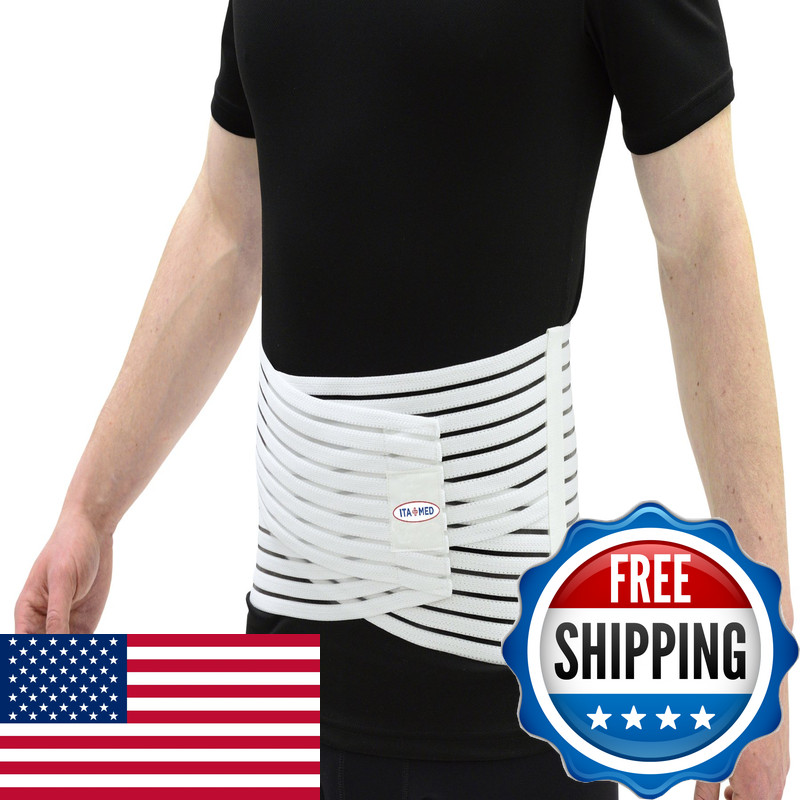 Ita-Med Breathable Elastic Back Abdominal Support Brace Unisex 8 Wide White Xl