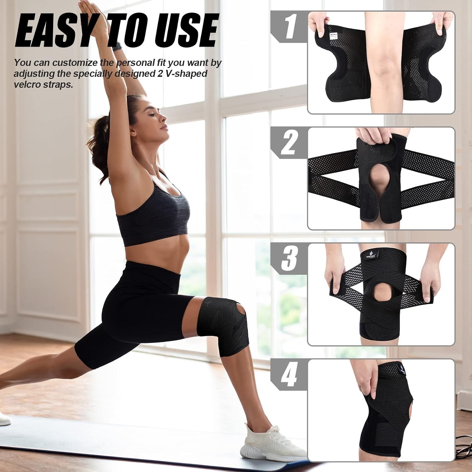 NEENCA Knee Brace for Knee Pain, Compression Knee Support with Air Mesh Fabric,