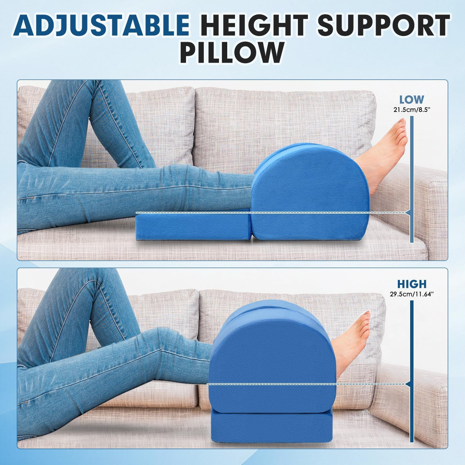 AUROPEAK Knee Replacement Pillow with Adjustable Height, Knee Surgery Recovery E