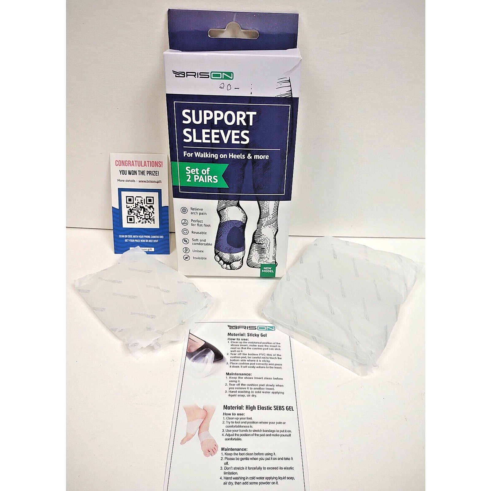 Brison Support Sleeves for Walking on Heels and more 2 sets – Open Box