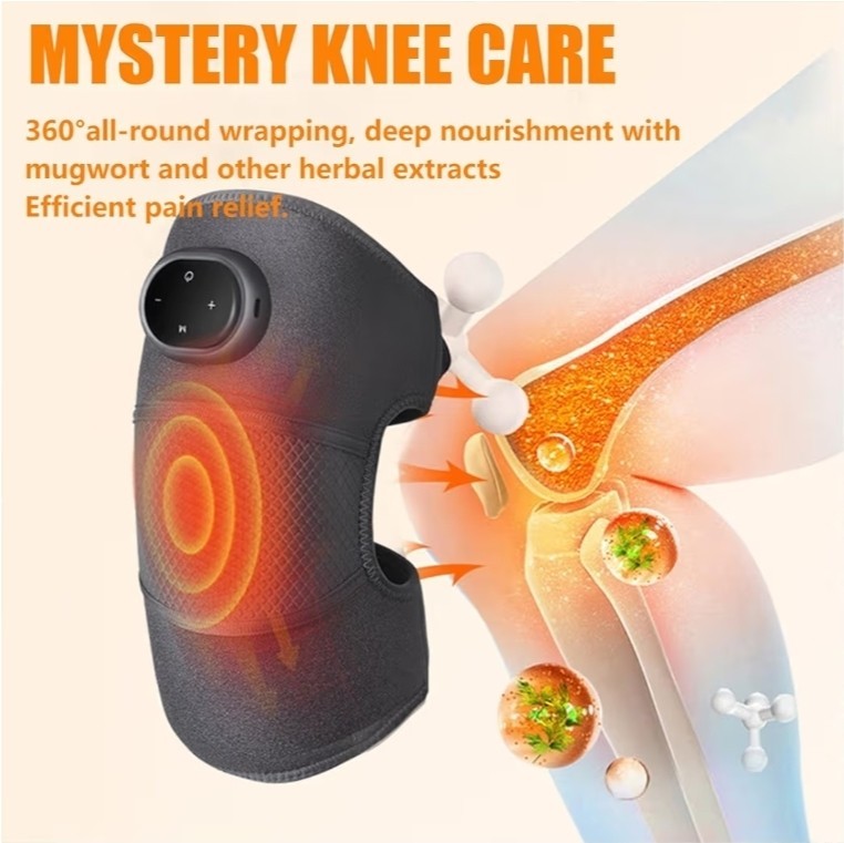 2PACK Heated Vibration Knee Massager, Cordless Knee Support Wrap for Joint Pain