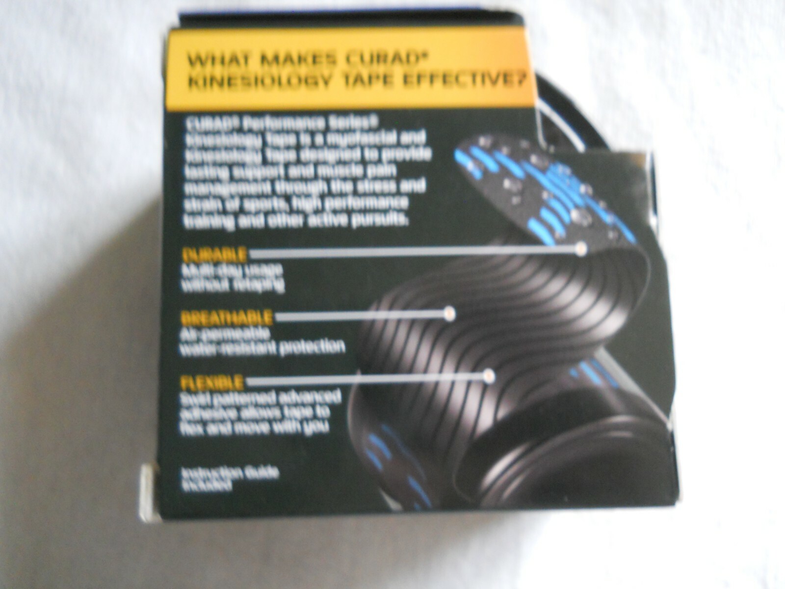 CURAD Kinesiology Tape Pain Management & Support Precut Strips 2″X10″ Blue Black