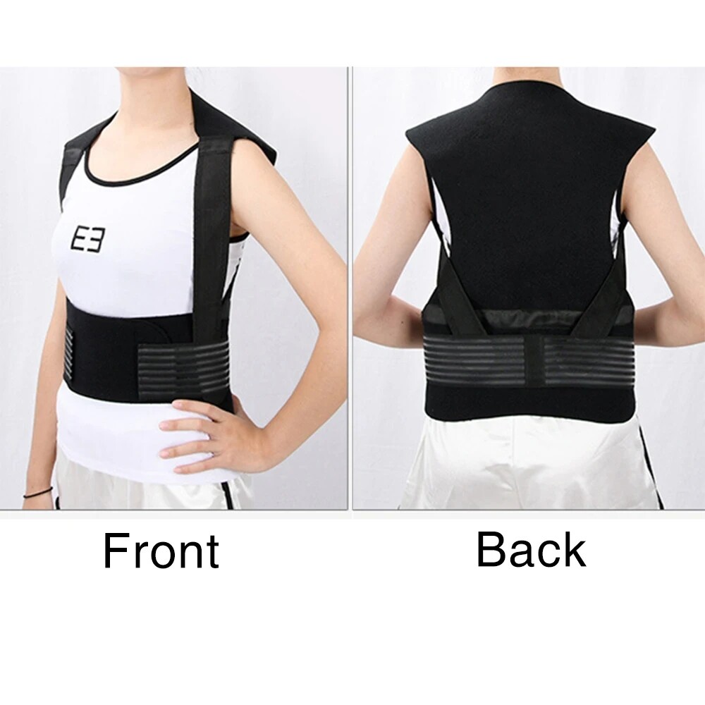 Heated Posture Corrector Vest Back Support Shoulder Brace Pain Relief Orthotics