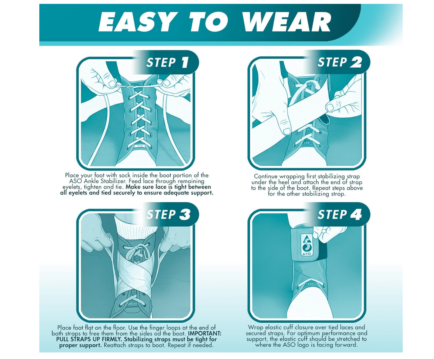 ASO Ankle Stabilizing Orthosis w/inserts (Large – Black)