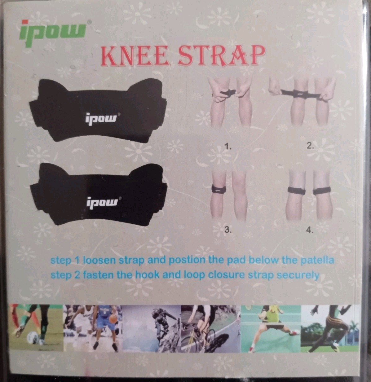 IPOW 2 Pack Knee Pain Relief & Patella Stabilizer Strap One Size, Black