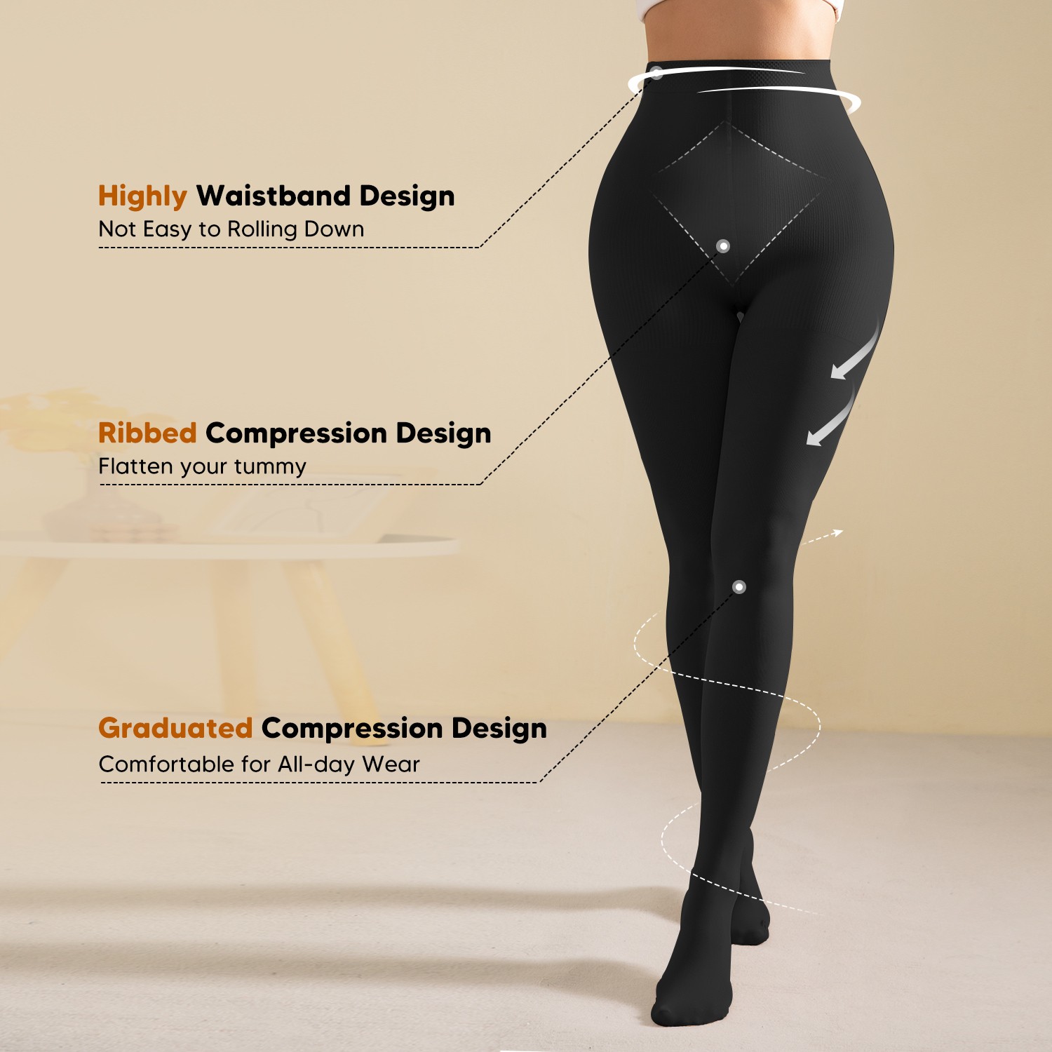 Pantyhose Compression Stockings Support Fashion Women High Leg Slimming Hip Up