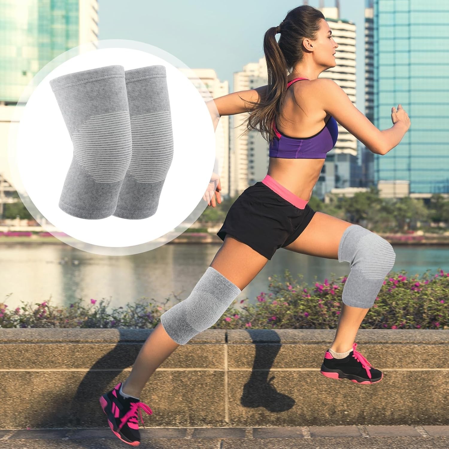 Bamboo Knee Sleeve, Elastic Compress Sleeves Warm Brace…