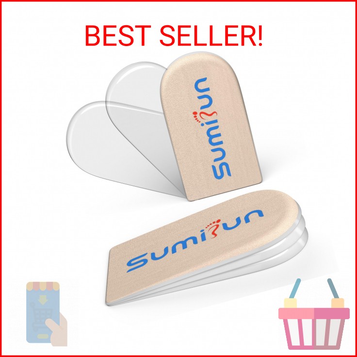Sumifun Heel Lift, 3-Layer Gel Shoe Lifts for Women Uneven Legs, Adjustable Orth